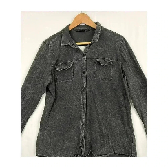 Charcoal Open Back Acid Wash Top Blouse Soft XL Soft Rock & Republic - Picture 9 of 10